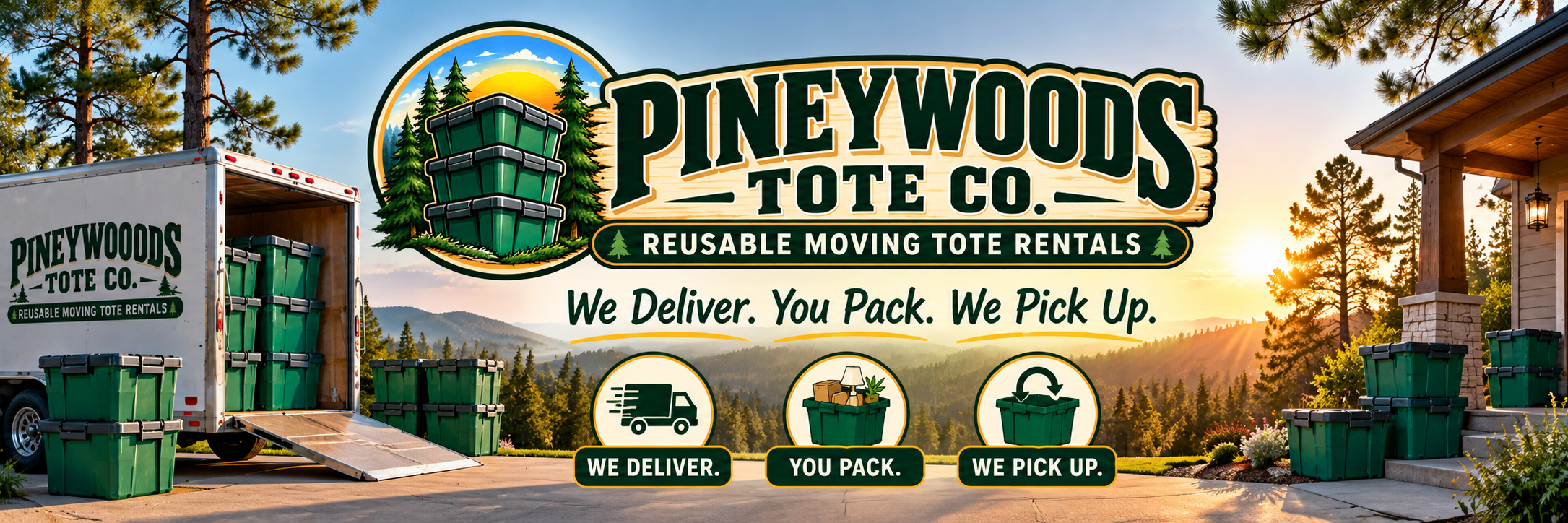 Moving totes delivered by Pineywoods Tote Co.