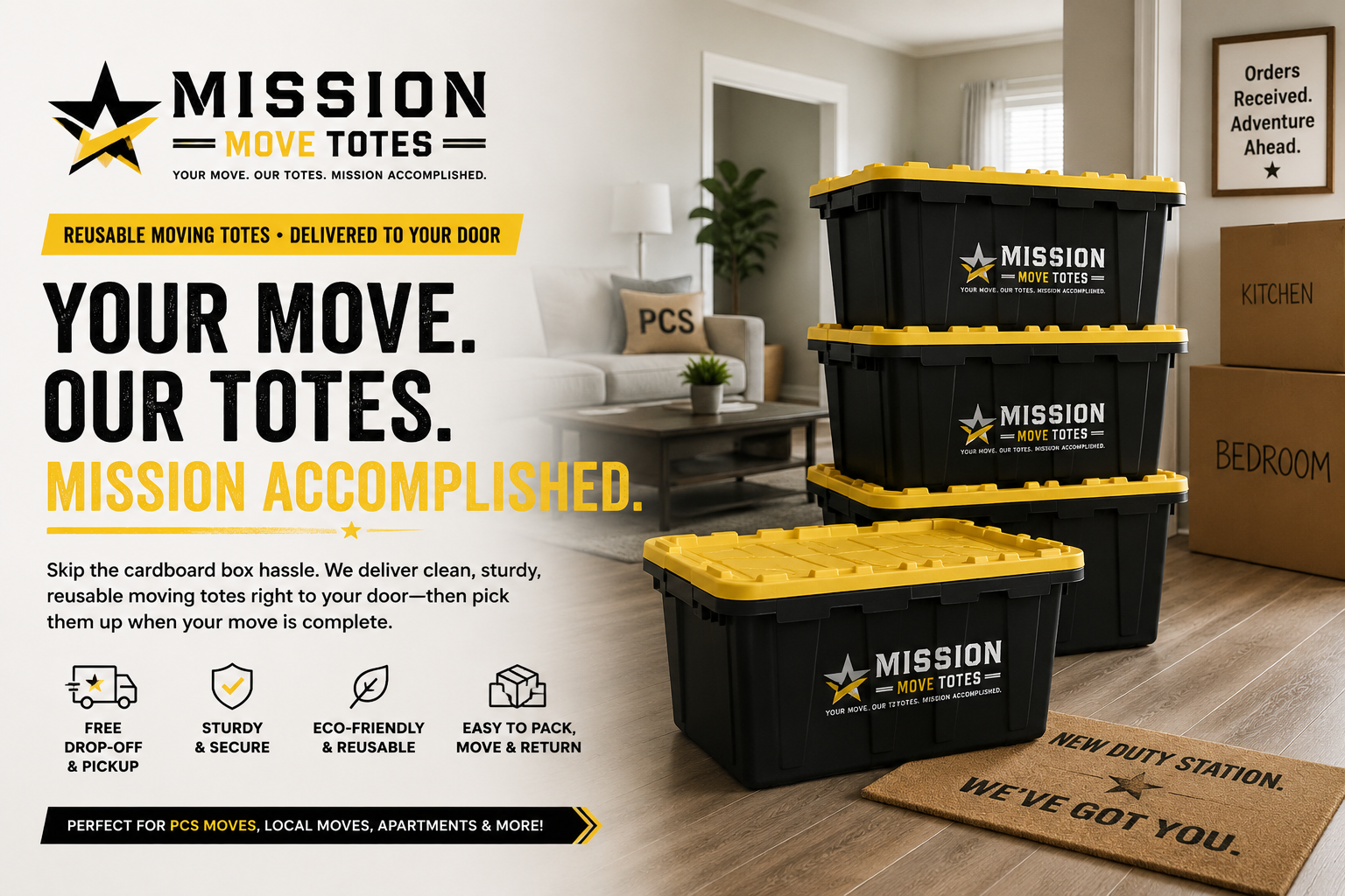 Moving totes delivered by MissionMoveTotes.com