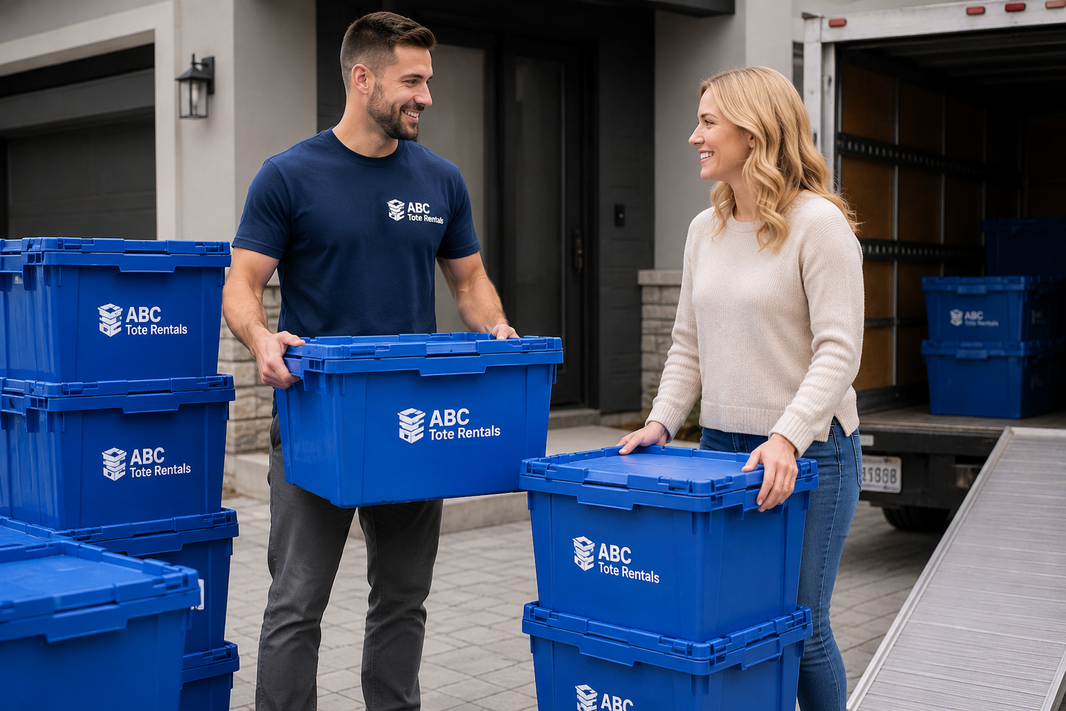 Moving totes delivered by ABC Tote Rentals
