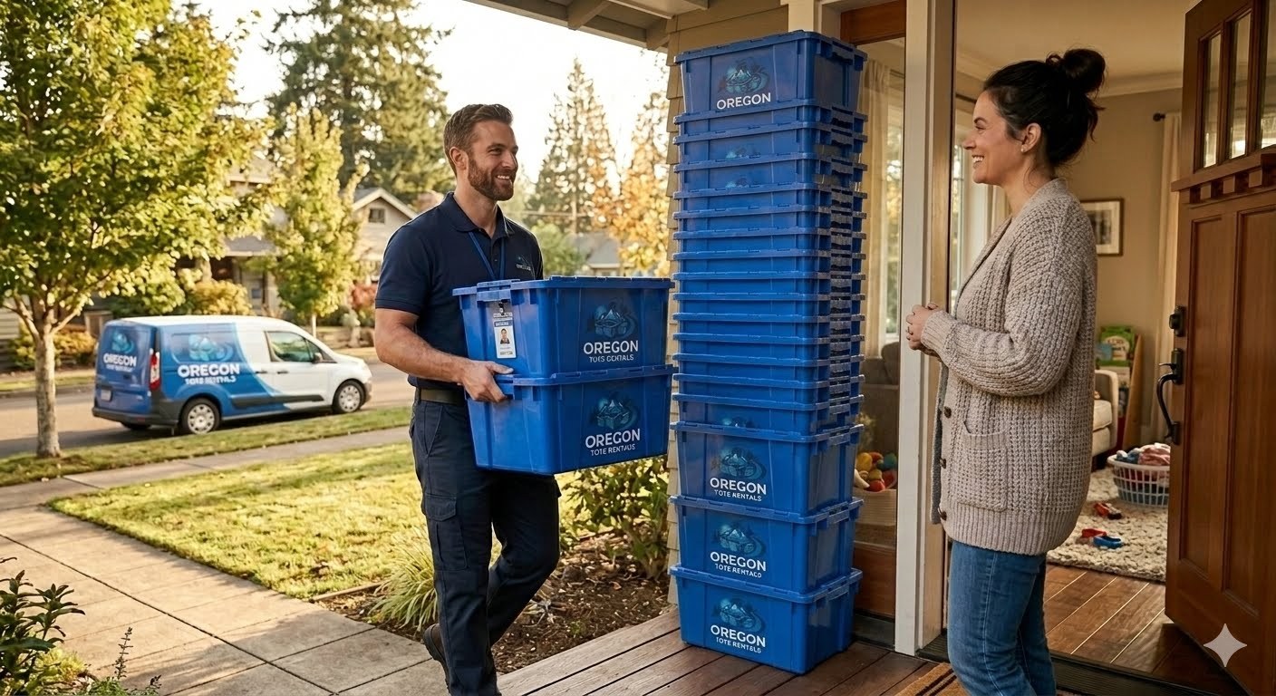 Moving totes delivered by Oregon Tote Rentals, LLC